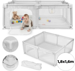 Детска ограда 180 × 160 см, сива, с пътна чанта ECOTOYS