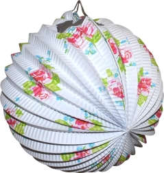 White Lantern Ball with Floral Pattern 25 cm