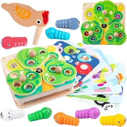 Tooky Toy дървена магнитна игра 2в1 с червейчета