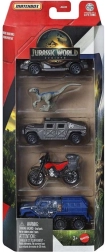 Matchbox Джурасик свят – комплект от 4 колички и динозавър