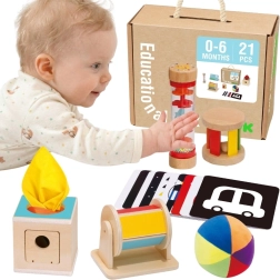 Образователна сензорна кутия Montessori XXL 6 в 1 TOOKY TOY за деца от раждането до 6 месеца – 6 бр.