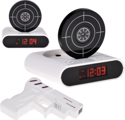 Будилник със стрелбищна мишена и пистолет, игра и запис на аларма