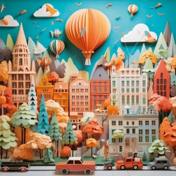 Square Puzzle Paper-Like: Cityscape 1000 Pieces