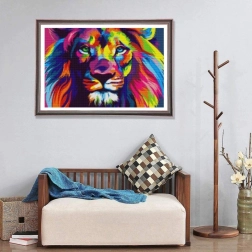 5D диамантена мозайка Дъгов лъв – творчески комплект за възрастни и деца