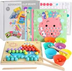 Монтесори мозайка с дървени топчета – образователна подредба