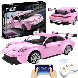 Конструктор CaDA състезателен спортен автомобил RC розов – 280 части, Dual Mode