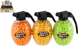 Гумени топчета за пистолет 6 мм в кутия с форма на граната (800 бр., 3 цвята)