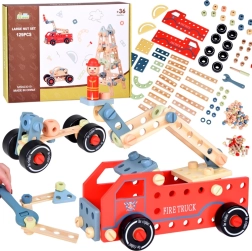 Дървен конструктивен комплект за креативни играчки, 129 части