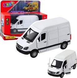 Метален ван 1:32 с навиващ механизъм, светлини и звуци – бял