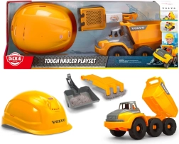 Construction set tipping Volvo dump truck with helmet
