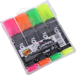 Комплект маркери за подчертаване със здрав скосен връх, 4 цвята