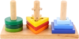 Дървена образователна игра за нанизване с форми Bigjigs Toys – постави и завърти