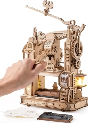 Robotime ROKR светещ дървен 3D пъзел – класическа печатна машина (303 части)