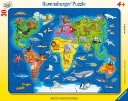 Ravensburger пъзел карта на света с животни