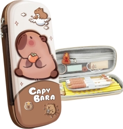 Padded school pencil case with brown capybara