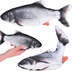 Интерактивна плюшена риба с движеща се опашка, USB, 25 см