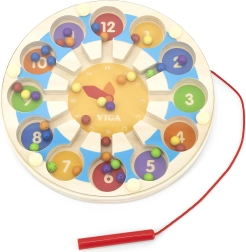 Дървена магнитна игра Часовник лабиринт Viga