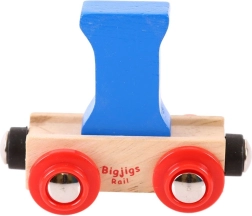 Вагонче с буква I за дървена влакова писта Bigjigs Rail