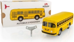 Ретро автобус с ключе метал 19 см жълт в кутия Kovap