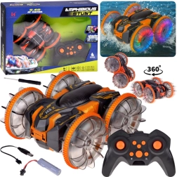 Амфибиен каскадьорски RC автомобил 2в1 – кара по суша и вода, LED колела