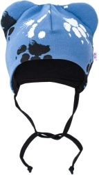 Infant cotton beanie with ears New Baby Paw blue