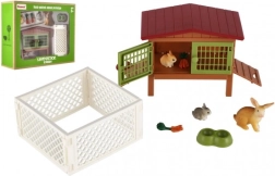 Клетка за зайци с ограден двор и аксесоари за деца