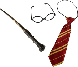 Комплект магьосник с очила, вратовръзка и пръчка
