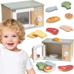 Дървена микровълнова фурна с храни TOOKY TOY