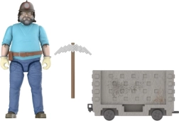 Филмов Minecraft Стив с количка – екшън фигурка с миньорска вагонетка