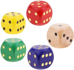 Дървен игралeн зар в екстра голям размер (микс от цветове)