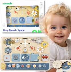Tooky Toy дървена Монтесори табла астронавт и космическа ракета
