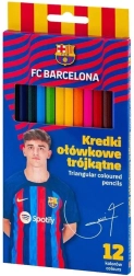 Триъгълни цветни моливи ASTRA, 12 бр., FC Barcelona