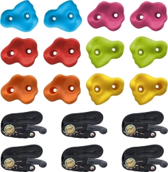 Детски катерачни хватки за дърво с колани, 12 бр.