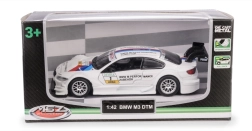 Die-cast BMW M3 DTM car model 1:42 with opening doors and pull-back