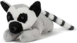 Plush ring-tailed lemur lying down, 18 cm