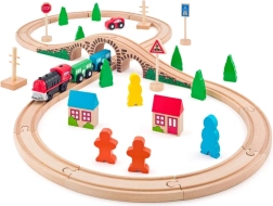 Wooden Train Set with Battery-Powered Locomotive 3+