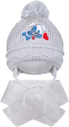 Зимна детска шапка с шал New Baby кученце, сива (3–4 години)