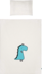3-piece baby bedding set for crib BELISIMA Dino 3D cream–turquoise 90×120