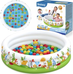 Bestway детски надуваем басейн и сух басейн с топки Sprouts & Spring 102 × 25 см, 50 топки и играчки