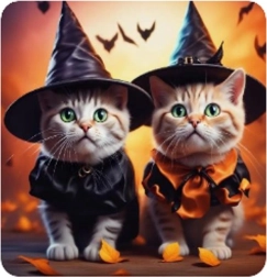 Диамантено рисуване „Котешки Хелоуин“ 30 × 40 см