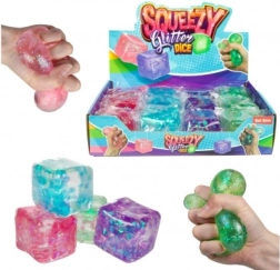 Антистрес кубче за мачкане с блясък 6 × 6 cm