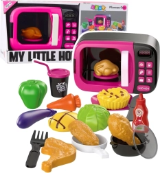 Детска микровълнова фурна с аксесоари, светлини и звуци – розова