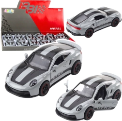 Метален спортен автомобил GTRS 1:43 с издърпващо (pull back) задвижване и отварящи се врати – сив