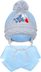 Зимна детска шапка с шал New Baby кученце тъмносиня (3–4 години)