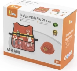 Viga пожарникарски комплект за деца с елек и дървени аксесоари, 8 части