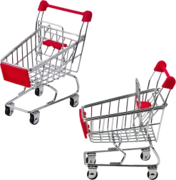 Мини метална пазарска количка за деца и кукли – декорация и органайзер