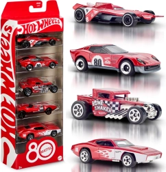 Hot Wheels Mattel рубиненочервена колекция от 5 колички за 80-годишнината