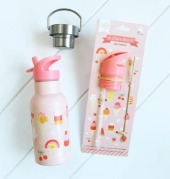 A Little Lovely Company комплект капачка, четка и сламка за бутилка от неръждаема стомана 350 ml – Zmrzlina