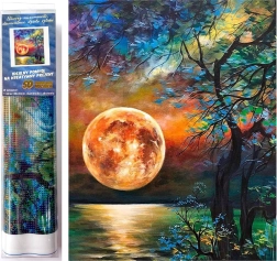 Norimpex Diamond Painting Colorful Full Moon over the Lake 30x40 cm
