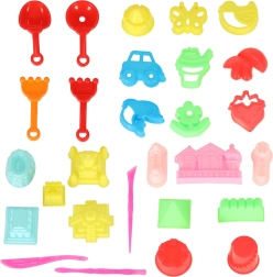 Комплект за пясък за деца – лопатки, гребла и формички, 28 части